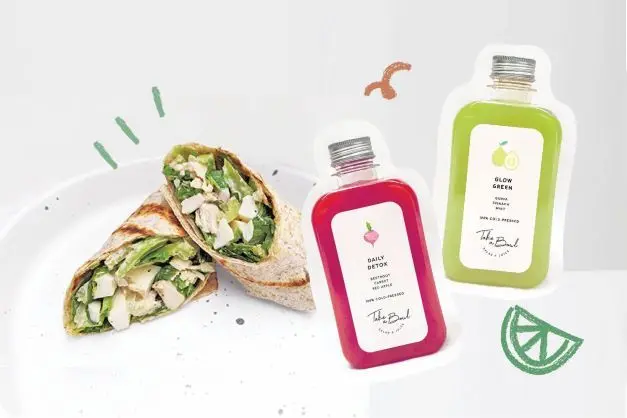 Healthy wraps and drinks